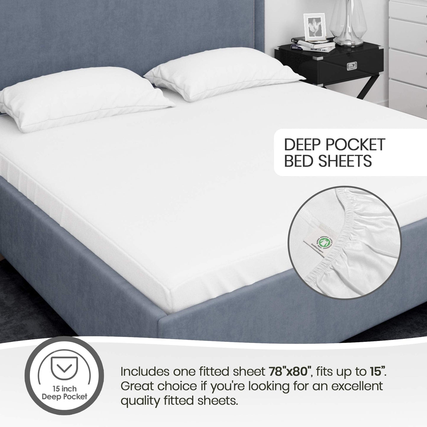 500TC Sateen Fitted Sheet - 100% Organic Cotton