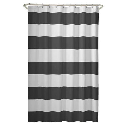72 x 70 inch Polyester Grey White Nautical Ocean Beach Striped Shower Curtain - Quahog Bay Bedding