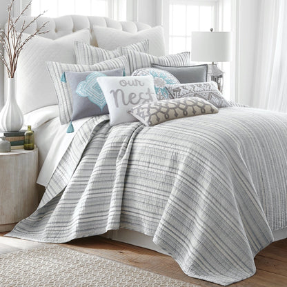 Bondi Stripe Grey Quilt Set