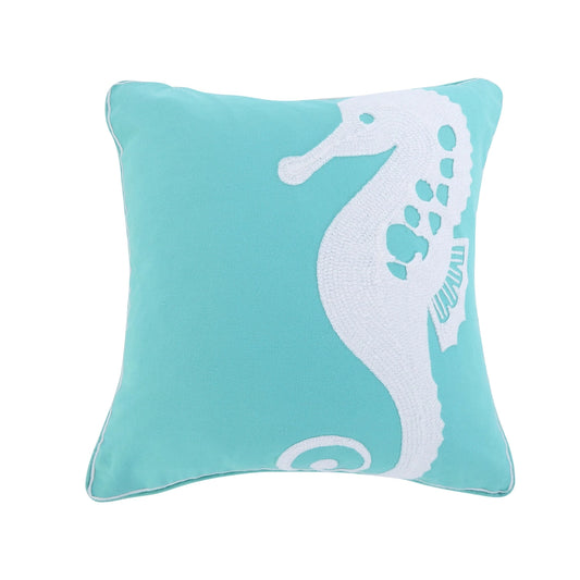 Del Ray Embroidered Seahorse Pillow