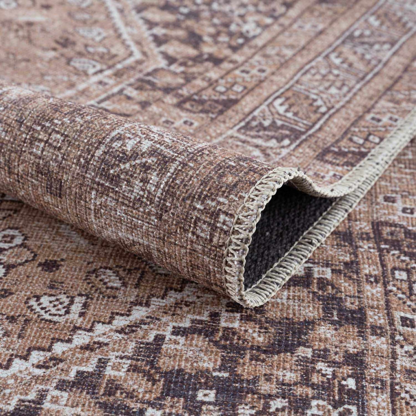 Barny Brown Flat Pile Washable Rug