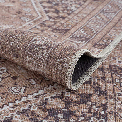 Barny Brown Flat Pile Washable Rug