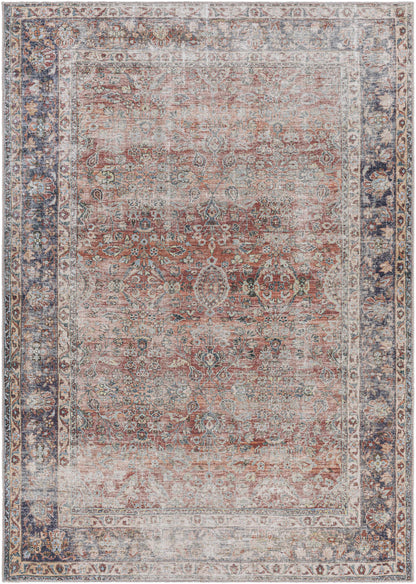Rust Anahawan Distressed Washable Area Rug - Clearance