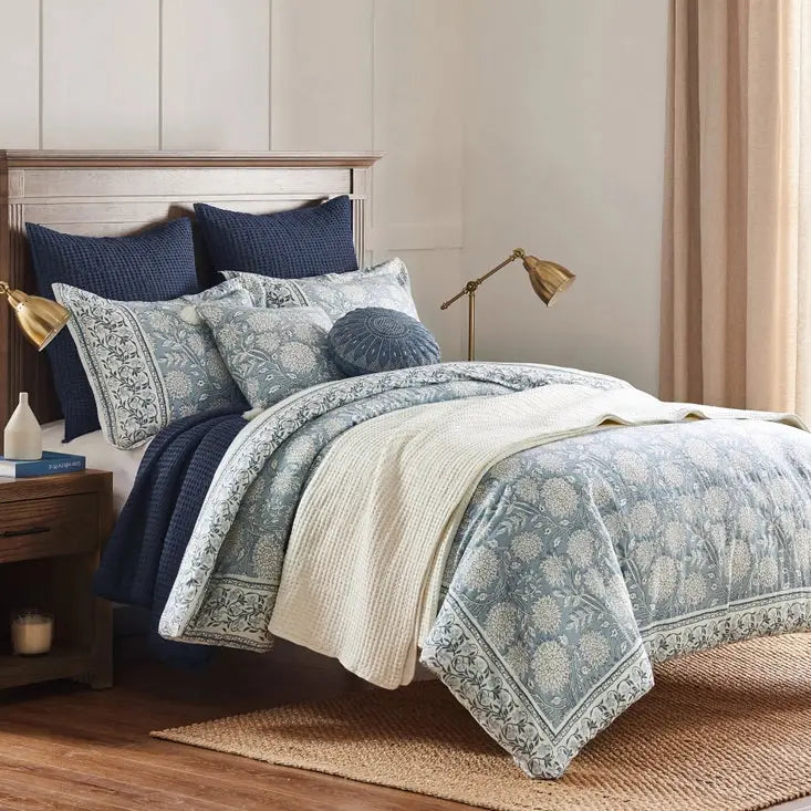 Adare Coastal Floral Comforter Set - Blue
