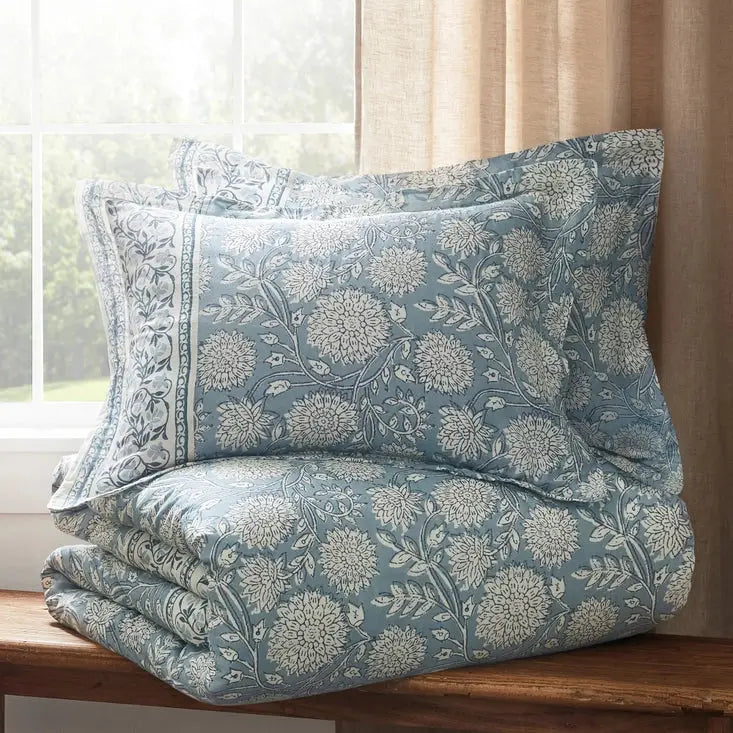 Adare Coastal Floral Comforter Set - Blue