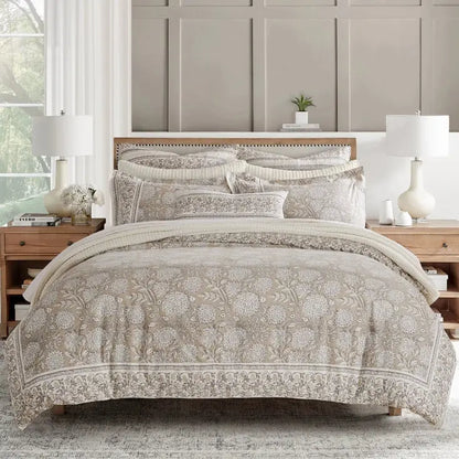 Adare Coastal Floral Duvet Cover Set - Taupe