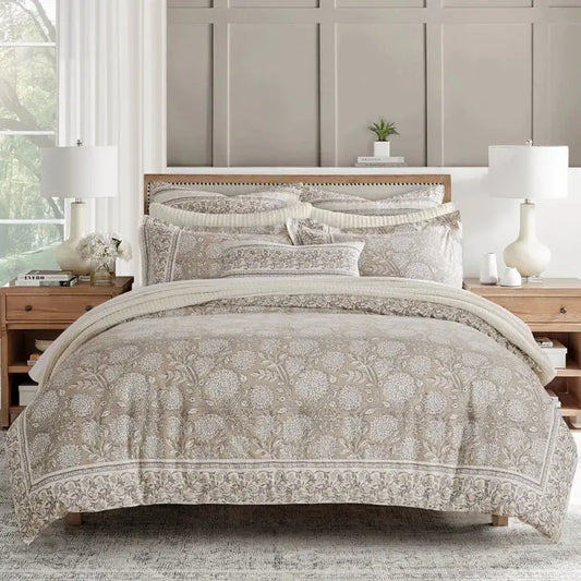 Adare Coastal Floral Comforter Set - Taupe
