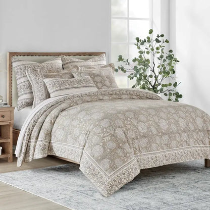 Adare Coastal Floral Duvet Cover Set - Taupe