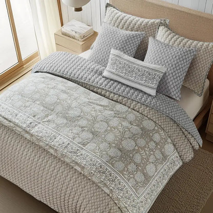 Adare Coastal Floral Duvet Cover Set - Taupe