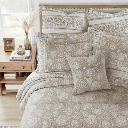 Adare Coastal Floral Duvet Cover Set - Taupe