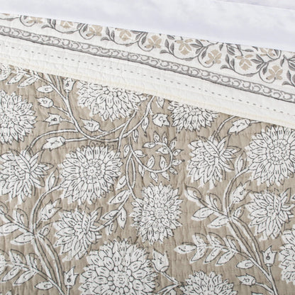 Adare Coastal Floral Quilt Set - Taupe