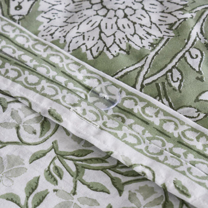 Adare Coastal Floral Duvet Cover Set - Sage