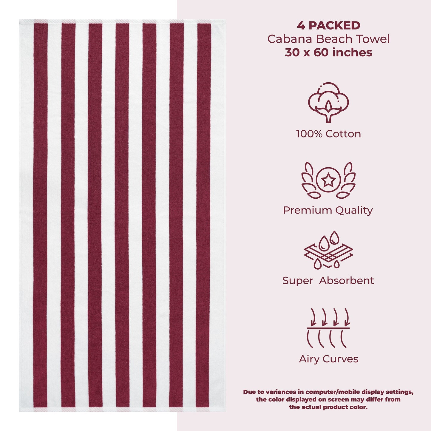 Cabana Striped Cotton Beach Towels 4 Pack