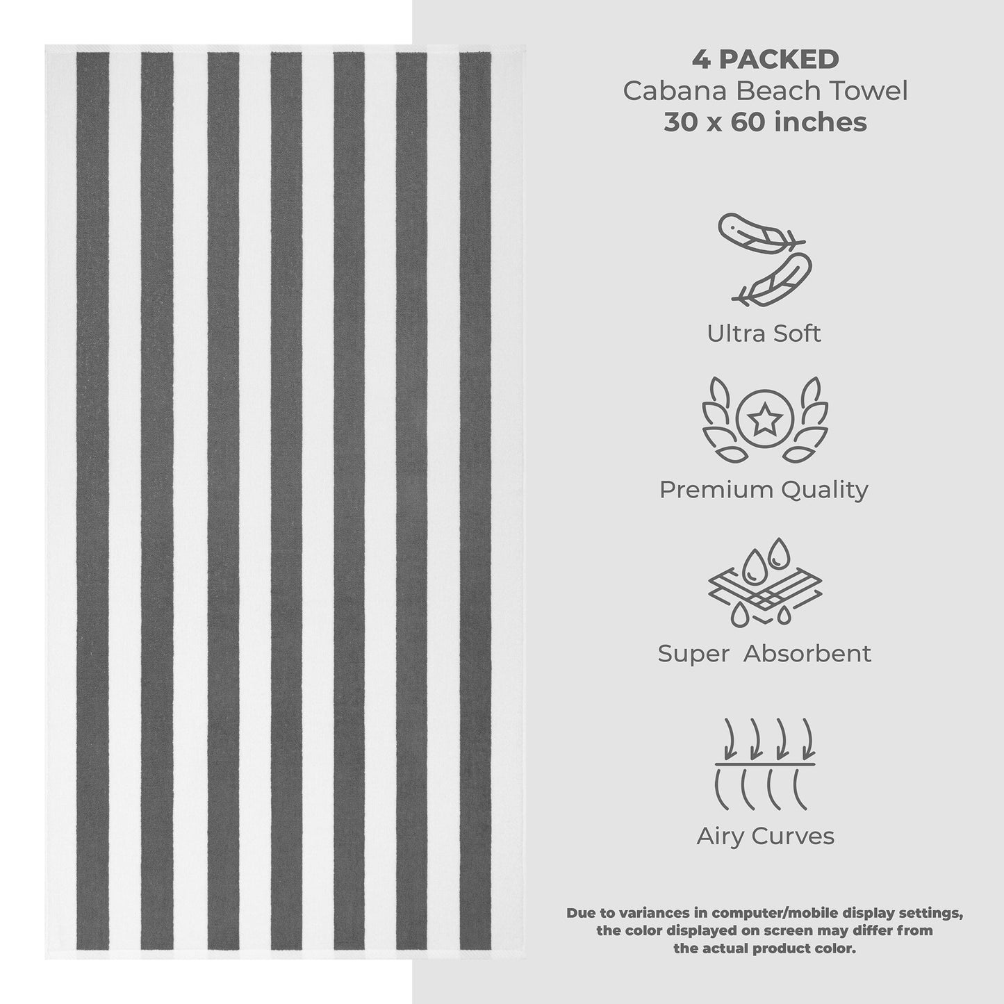 Cabana Striped Cotton Beach Towels 4 Pack