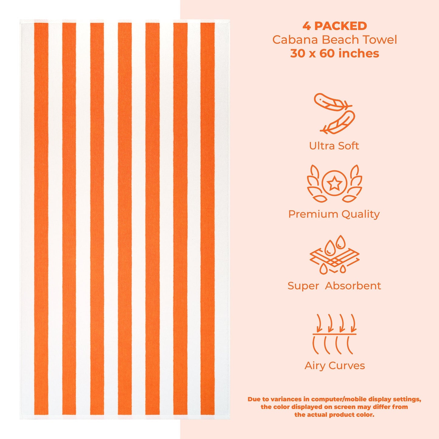 Cabana Striped Cotton Beach Towels 4 Pack