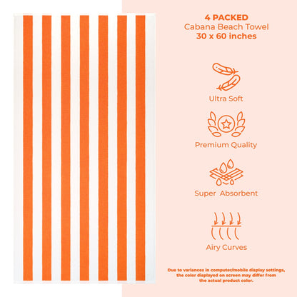 Cabana Striped Cotton Beach Towels 4 Pack
