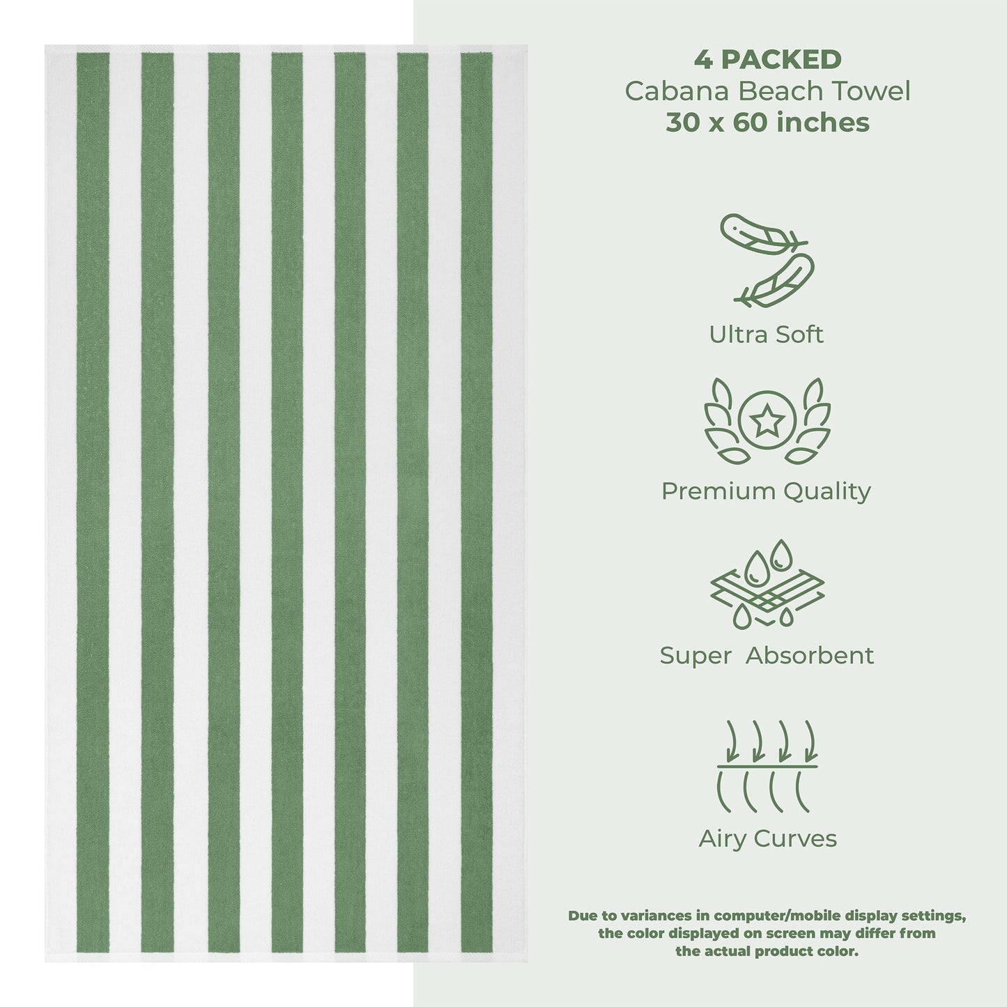 Cabana Striped Cotton Beach Towels 4 Pack