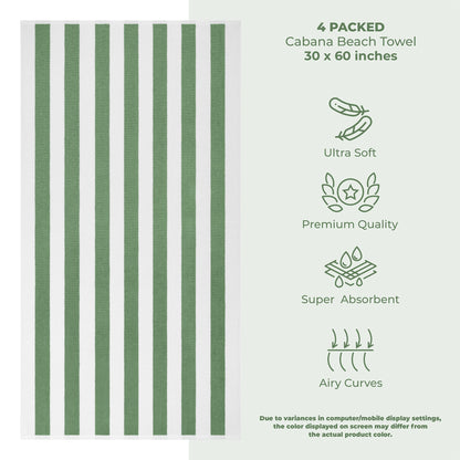Cabana Striped Cotton Beach Towels 4 Pack