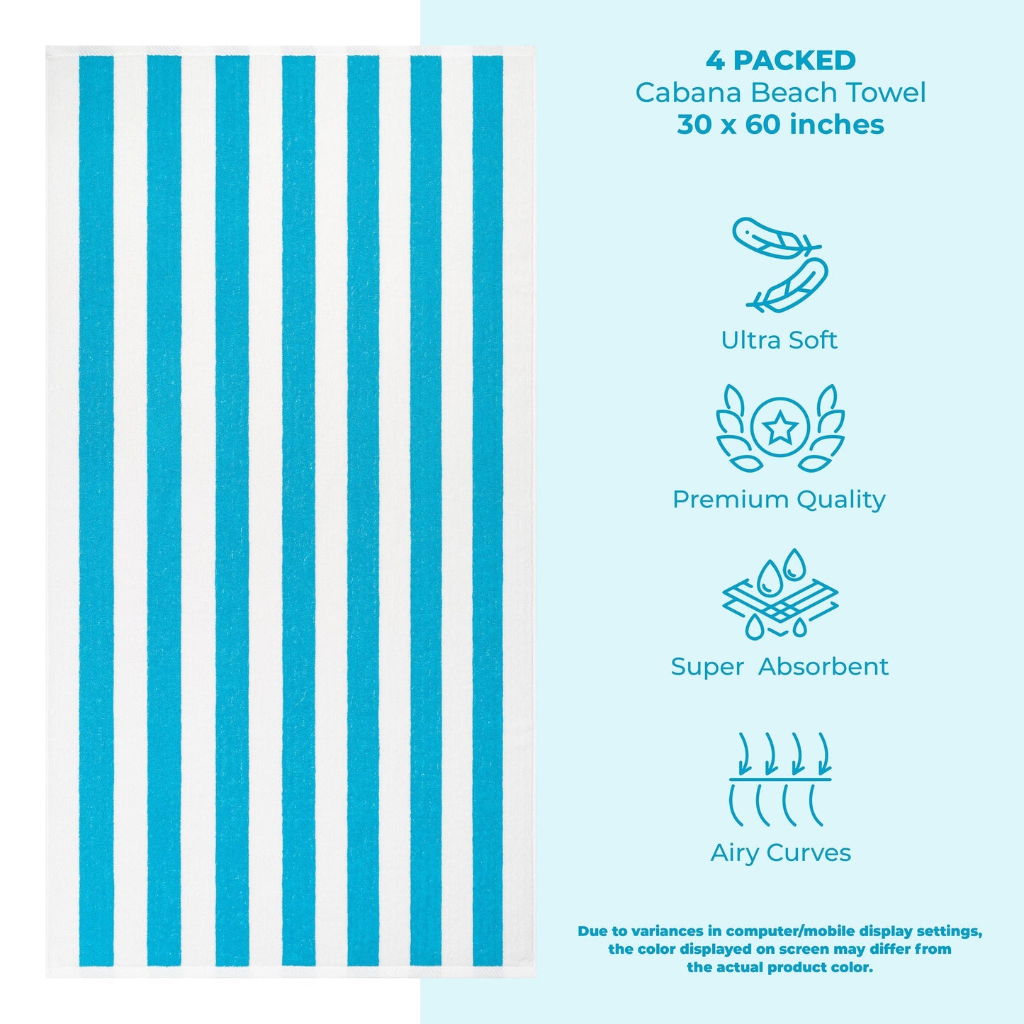 Cabana Striped Cotton Beach Towels 4 Pack