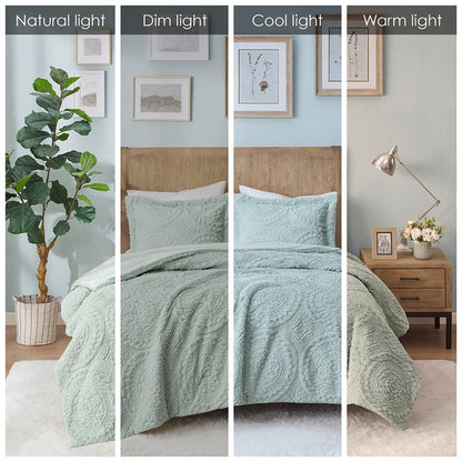 Madison Park Arya Embroidered Medallion Coastal Comforter Set 3PC - Aqua