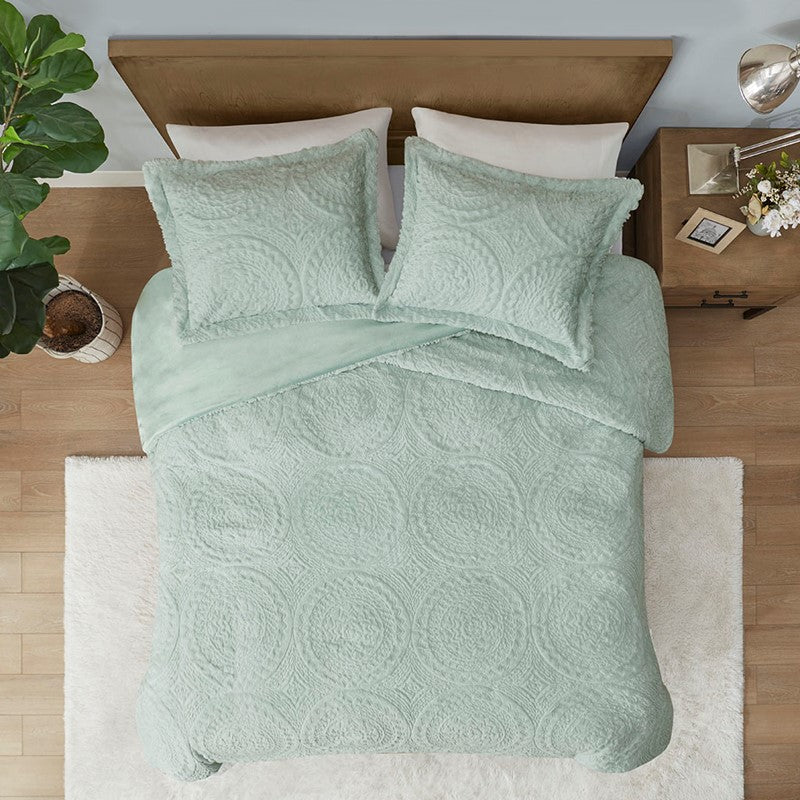 Madison Park Arya Embroidered Medallion Coastal Comforter Set 3PC - Aqua