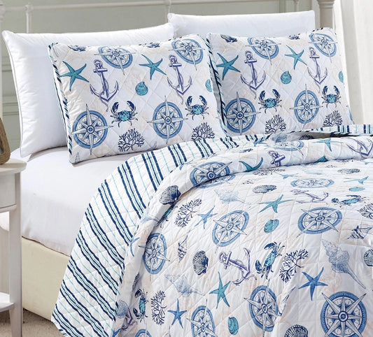 Coastal Azure Quilt Set 3PC