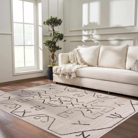 Azzan Cream & Charcoal Area Rug - Clearance - Quahog Bay Bedding