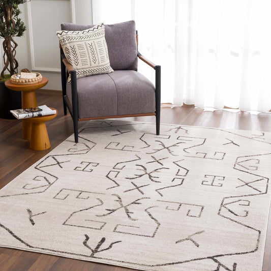Azzan Cream & Charcoal Area Rug - Clearance - Quahog Bay Bedding