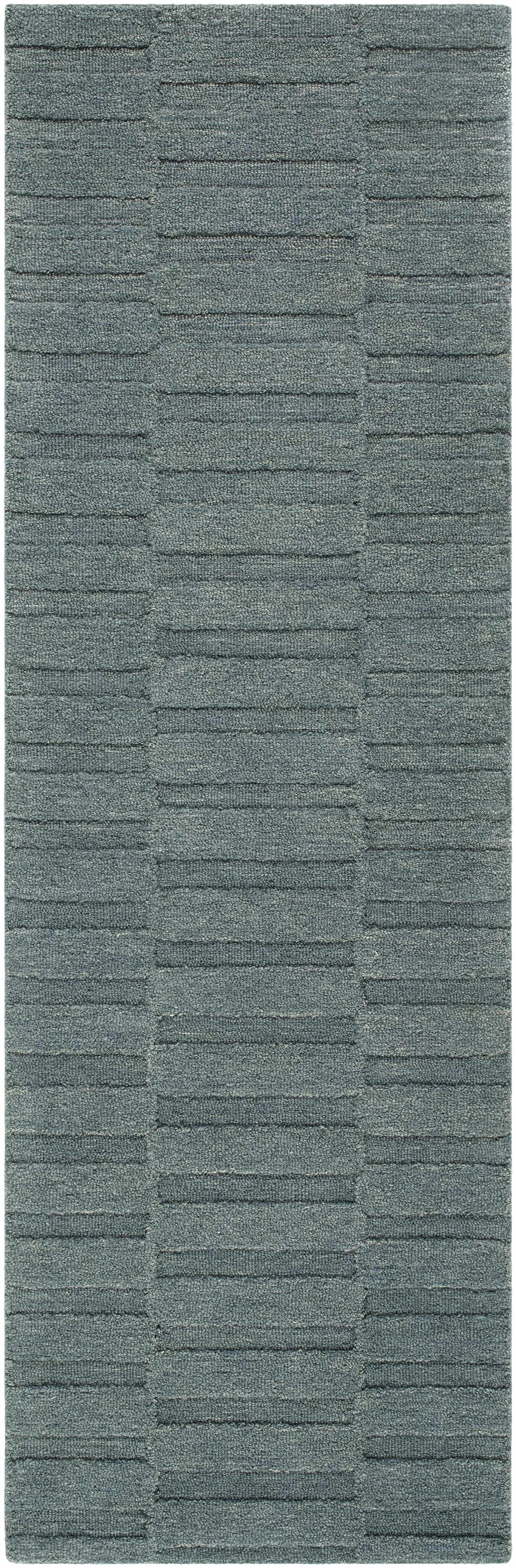 Idaho Broken-Stiped Petrol Blue Wool Rug | Our PNW Home X Livabliss