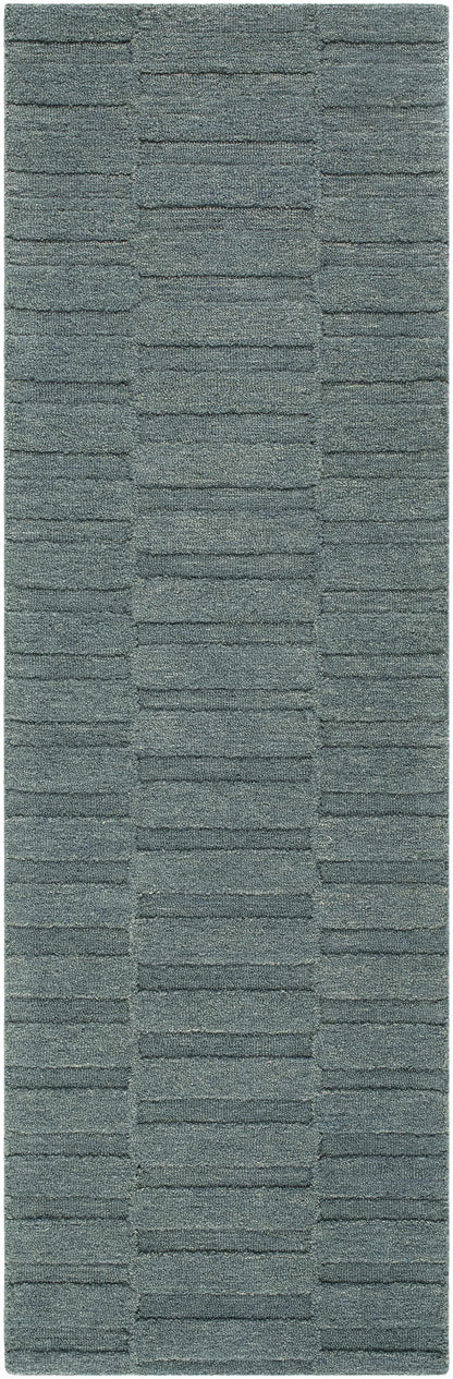 Idaho Broken-Stiped Petrol Blue Wool Rug | Our PNW Home X Livabliss