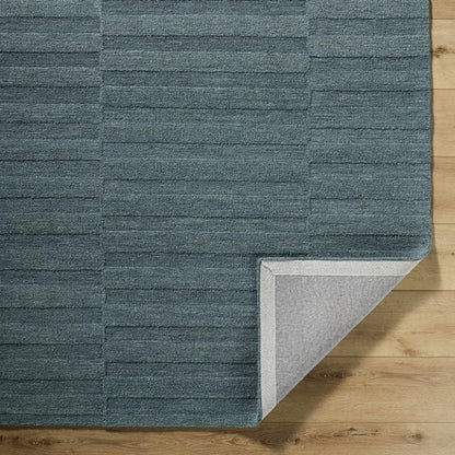 Idaho Broken-Stiped Petrol Blue Wool Rug | Our PNW Home X Livabliss