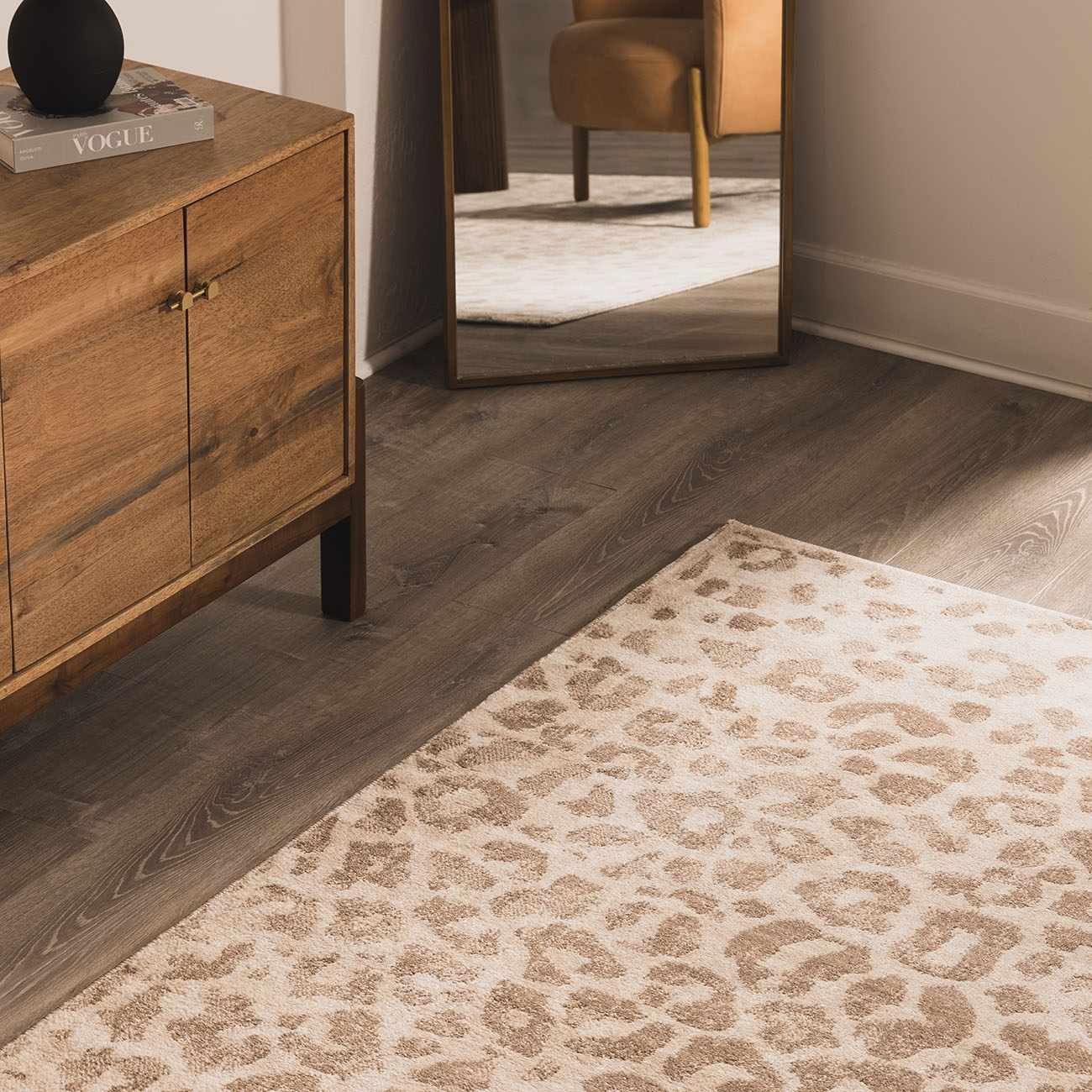 Tan Bonhill Leopard Print Area Rug