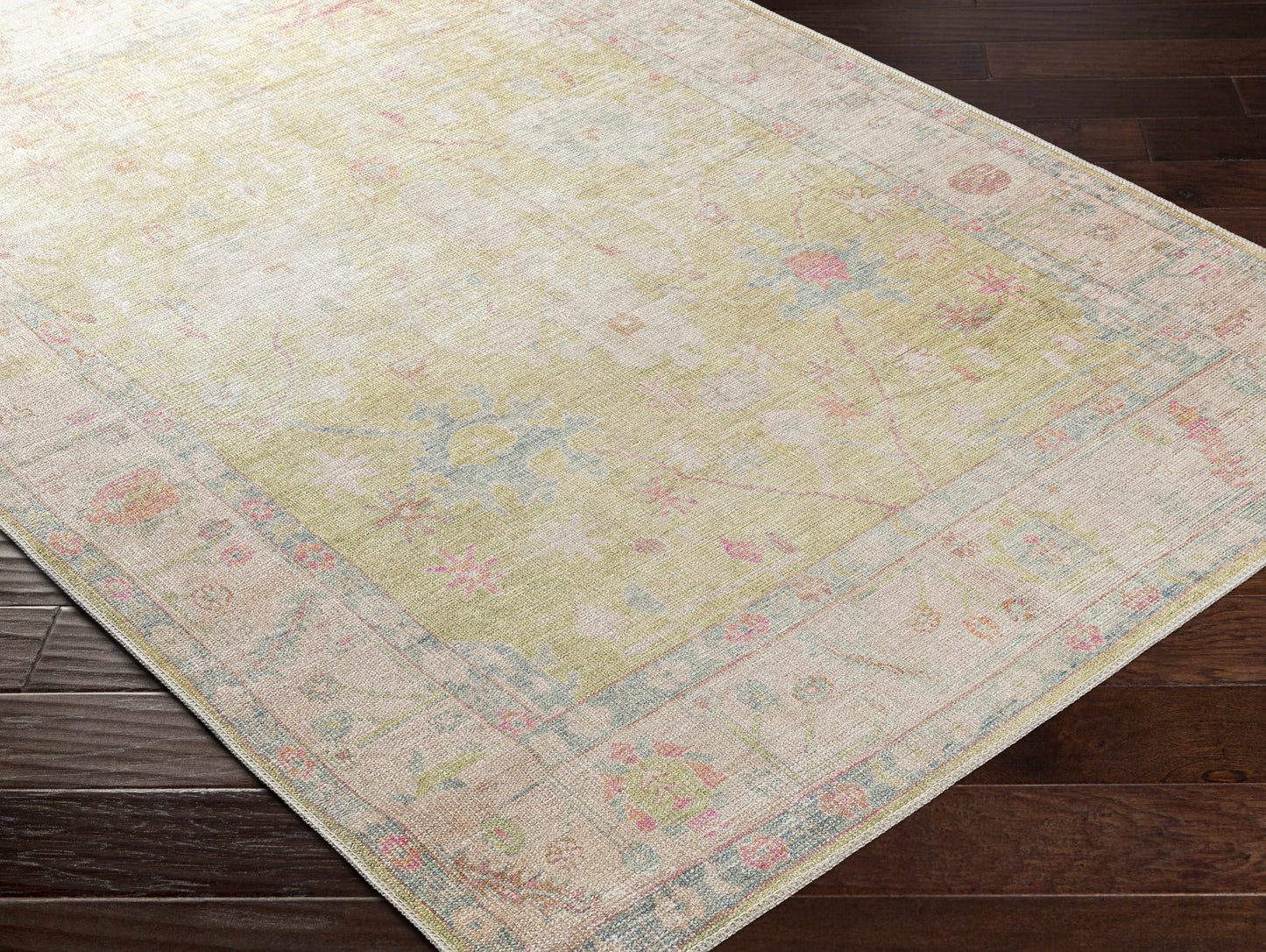 Bozkurt Vintage Flat Pile Washable Rug