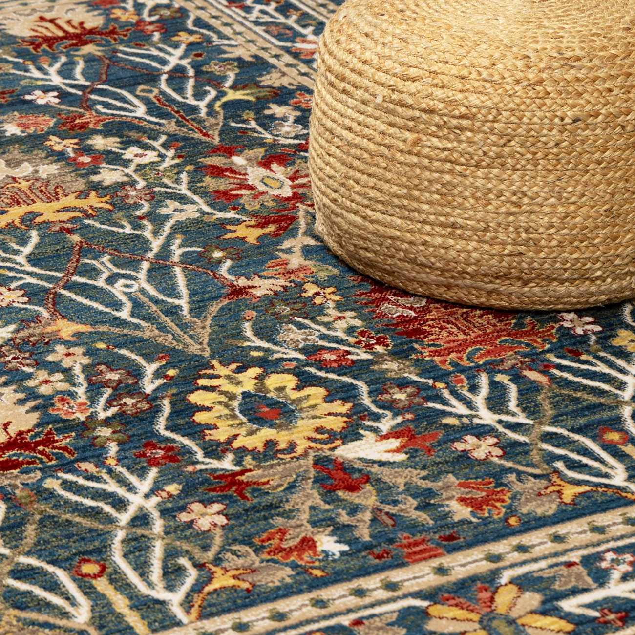 Neola Navy Blue Damask Area Rug