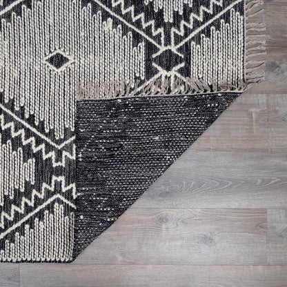 Brownhills Cream&Black Trellis Cotton Area Rug