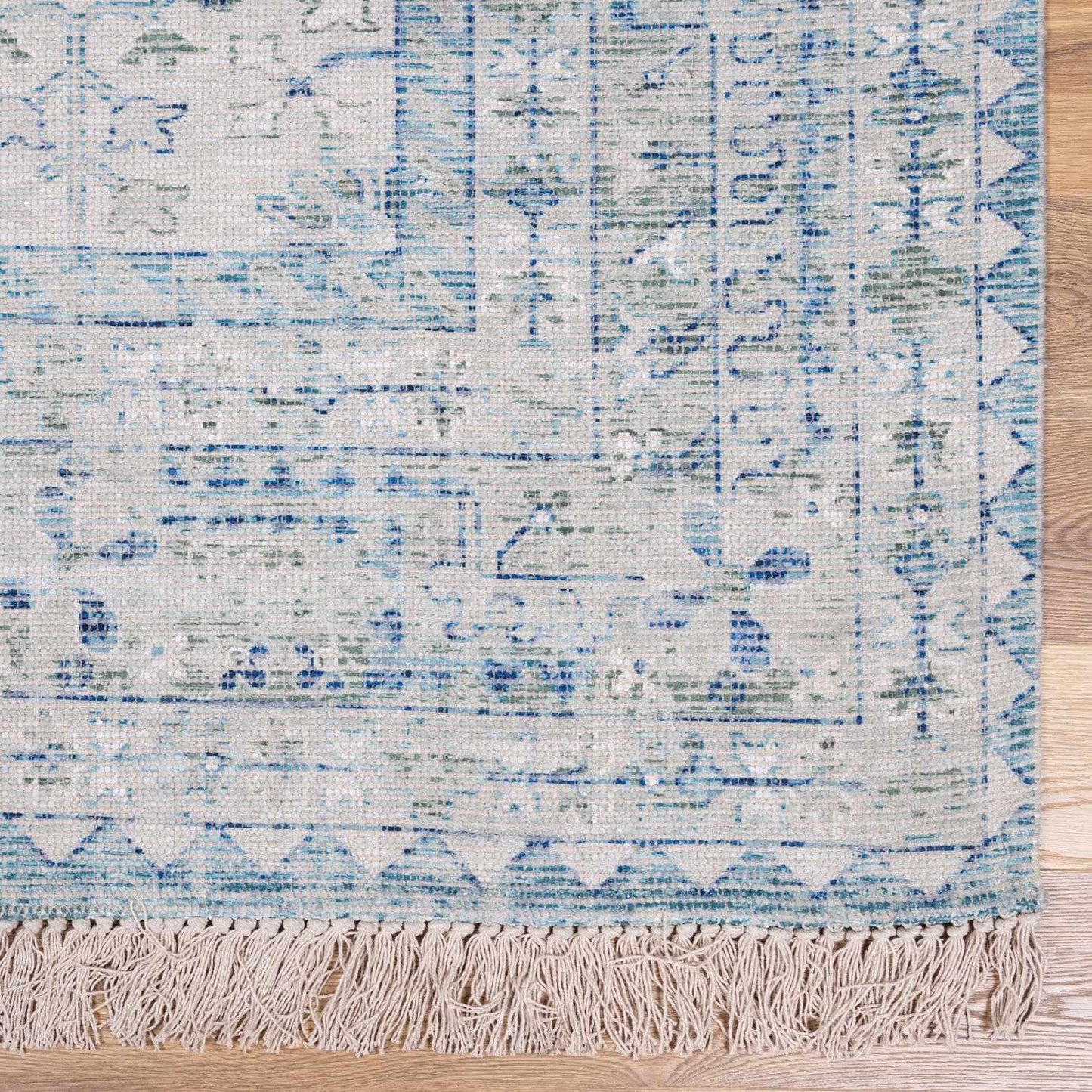 Byers Handmade Cotton-blend Aqua Rug