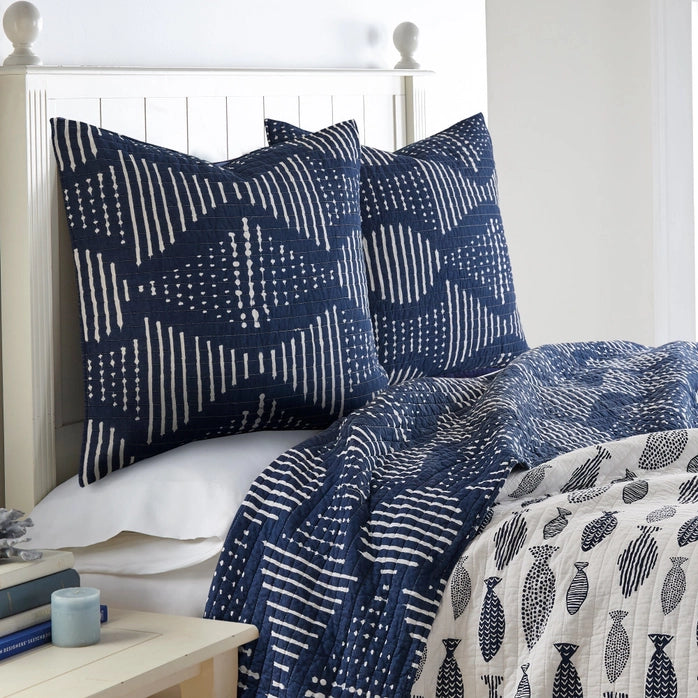 Bakio Euro Pillow Sham | Set of 2 | Nautical Shams - Quahog Bay Bedding