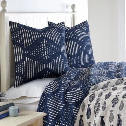 Bakio Euro Pillow Sham | Set of 2 | Nautical Shams - Quahog Bay Bedding