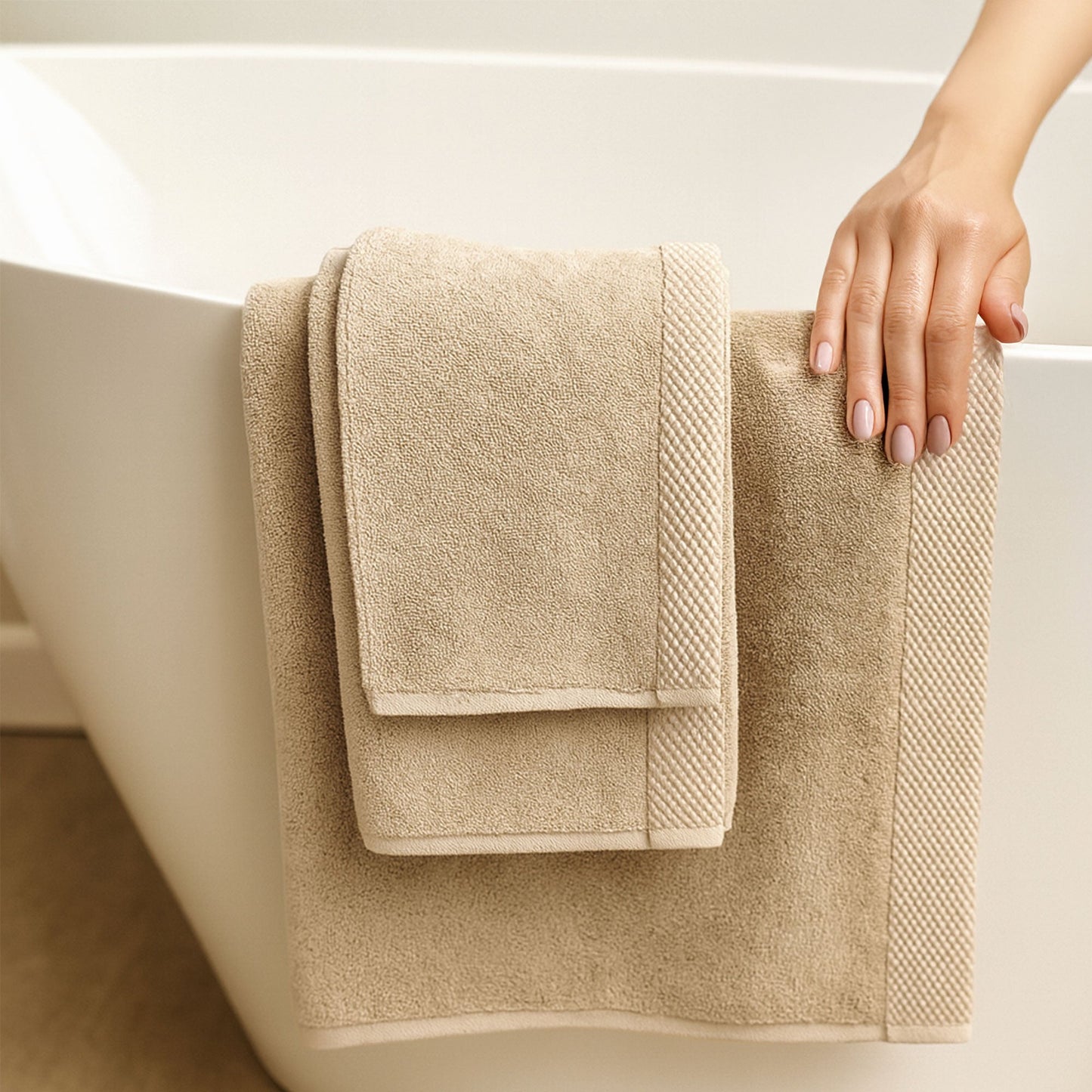 Luxury Bamboo 3 Piece Towel Set - Champagne