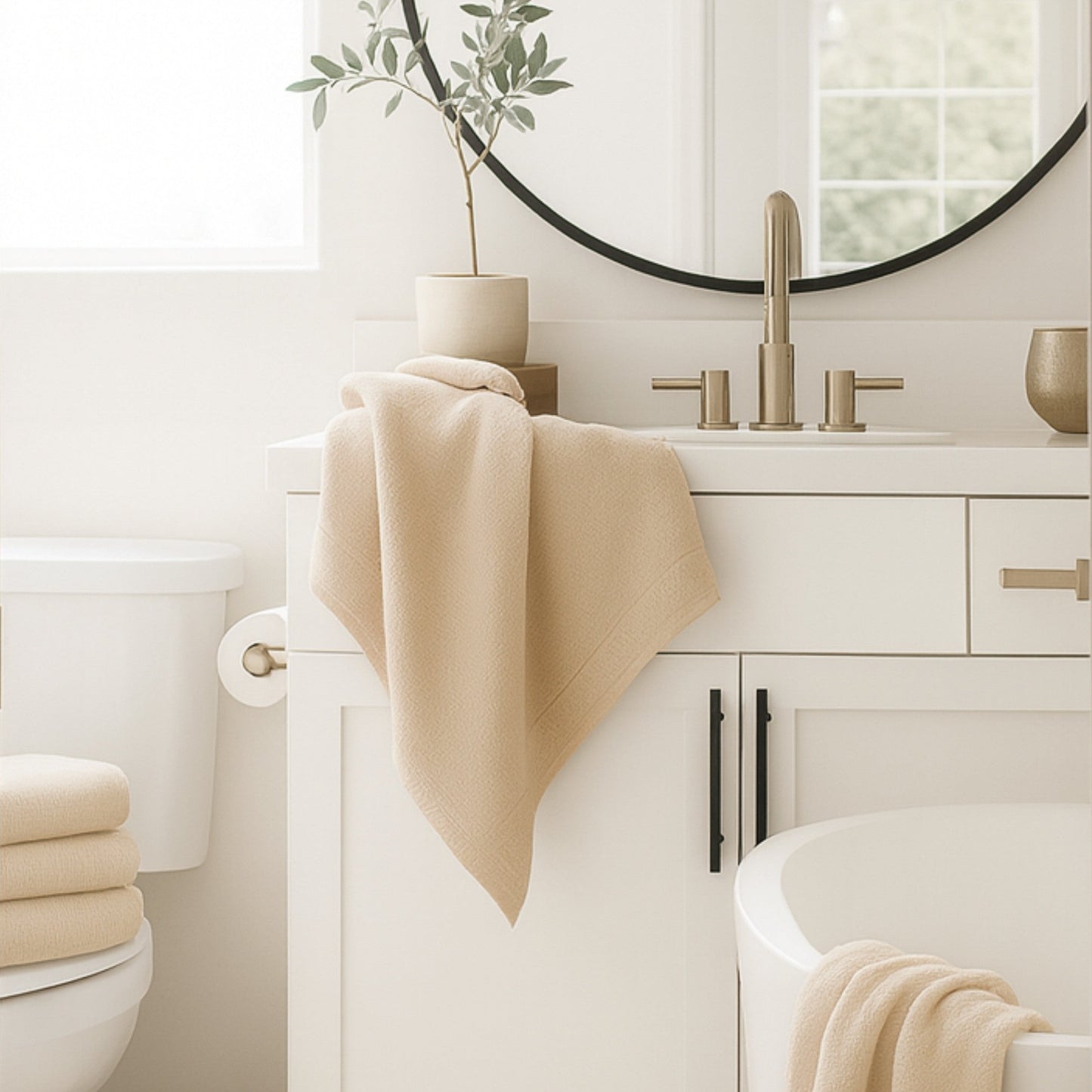 Luxury Bamboo 3 Piece Towel Set - Champagne