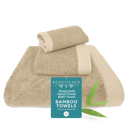 Luxury Bamboo 3 Piece Towel Set - Champagne