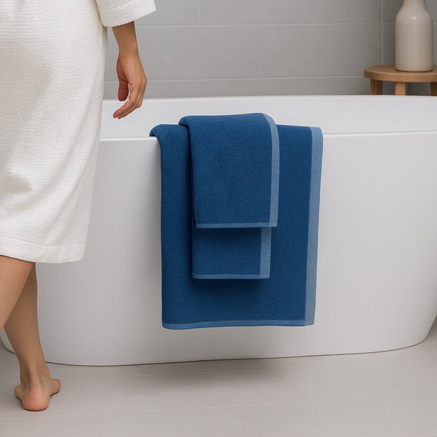 Bamboo 3 Piece Towel Set - Indigo - Coastal Bath Towels