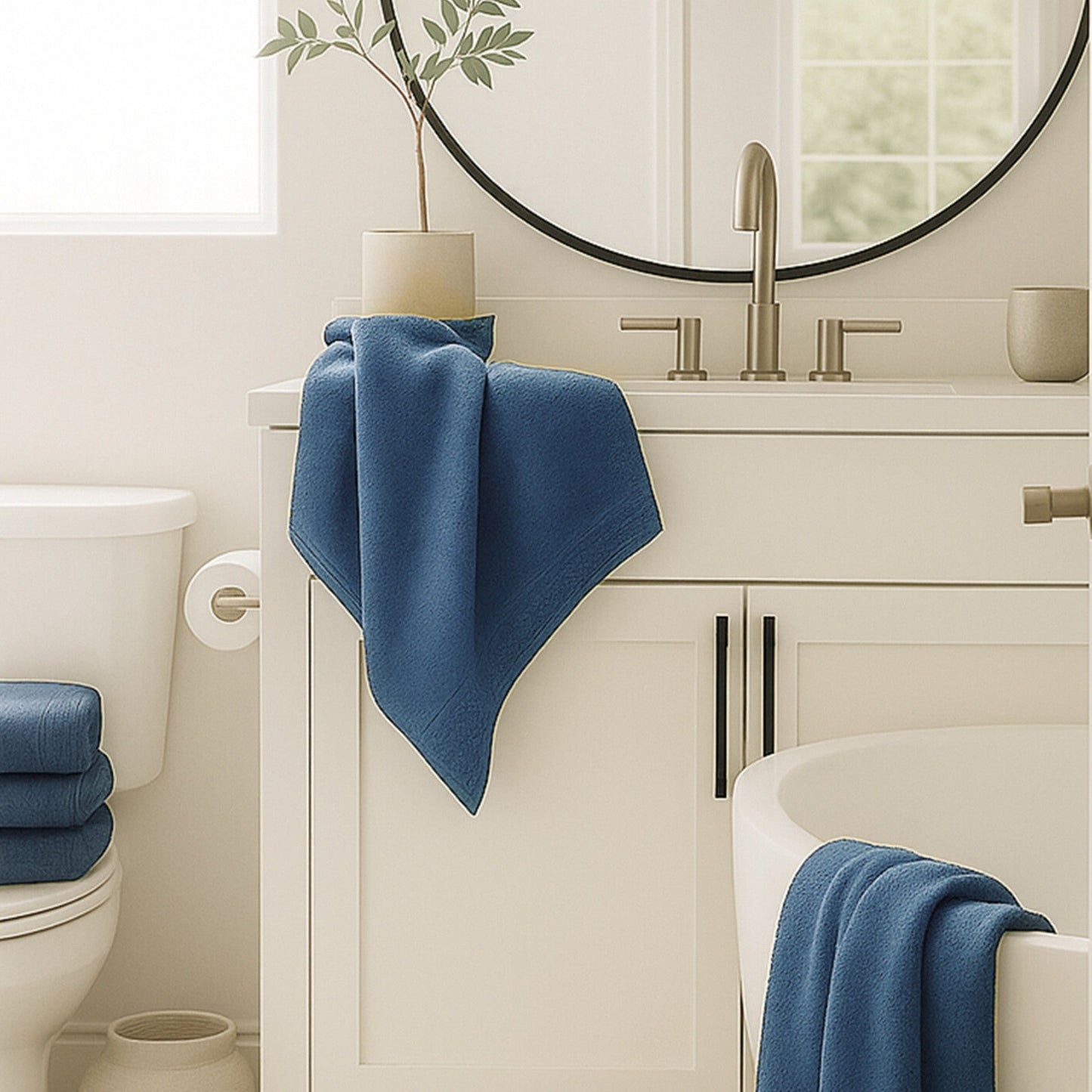 Bamboo 3 Piece Towel Set - Indigo - Coastal Bath Towels