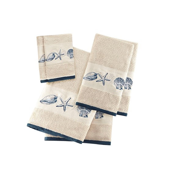 Nautical Bayside Embroidered Cotton Jacquard 6 Piece Towel Set - Quahog Bay Bedding