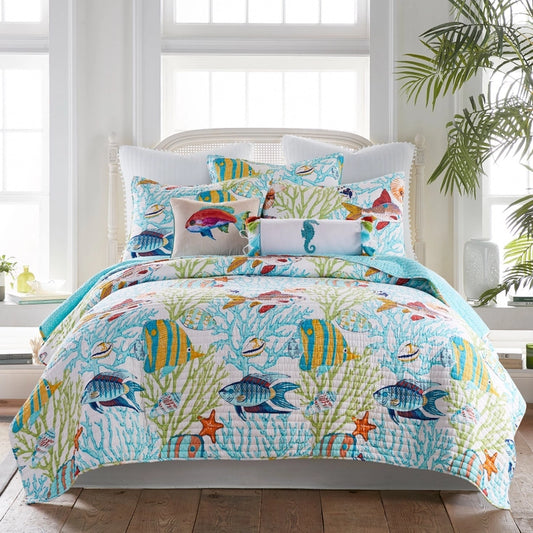 Beachwalk Cotton Quilt Set - Fish Themed Quilts