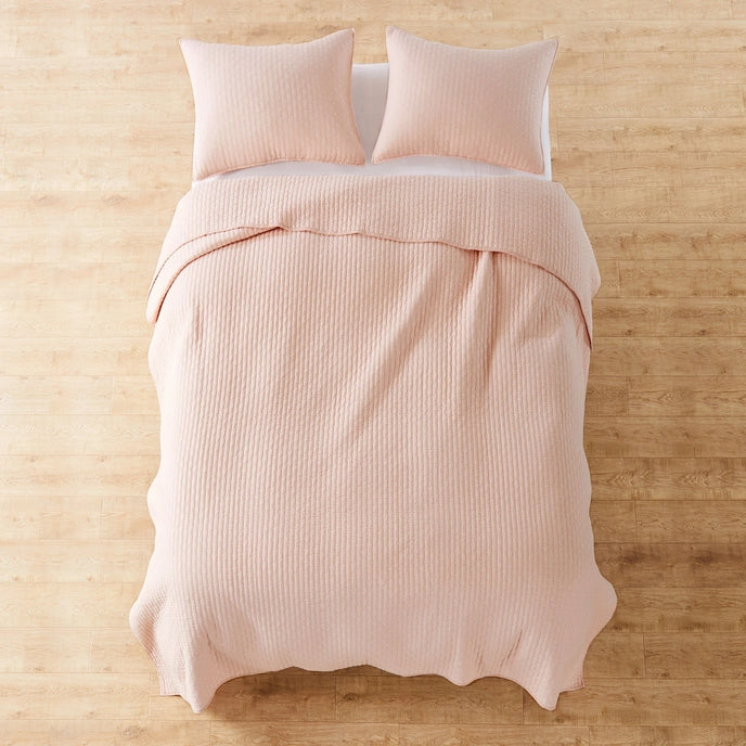 Cross Stitch 100% Cotton Quilt Set - Blush