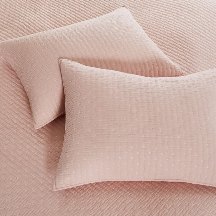 Cross Stitch 100% Cotton Quilt Set - Blush