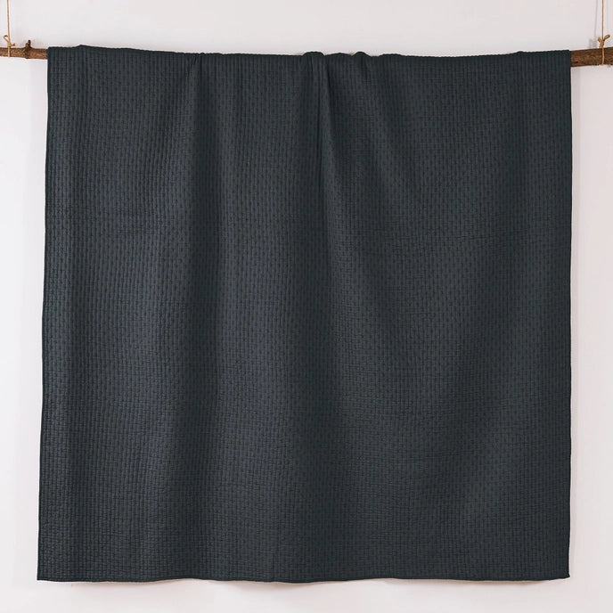 Beautiful Cross Stitch 100% Cotton Quilt Set - Charcoal