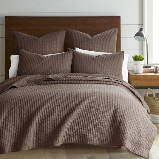 Beautiful Cross Stitch 100% Cotton Quilt Set - Cocoa