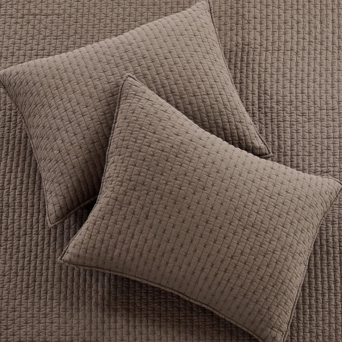 Beautiful Cross Stitch 100% Cotton Quilt Set - Cocoa